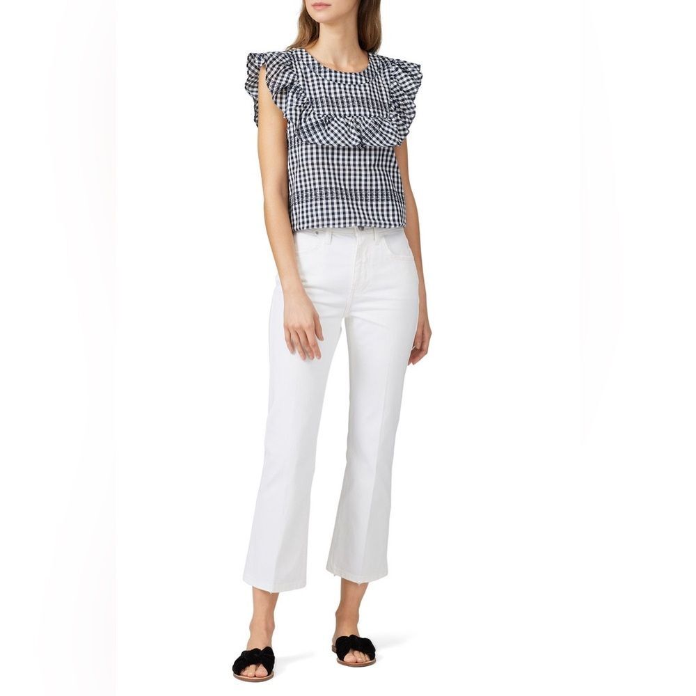 ruffled sleeveless plaid top farm girl vibes